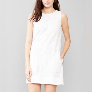 GAP White Cotton Sleeveless eyelet shift Summer Midi Dress w/Pockets Size Large